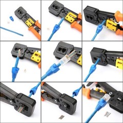RJ11 RJ12 RJ45 Crimp Tool Pass Thru Cat5 Cat5e Cat6 Cutter Crimper Tool