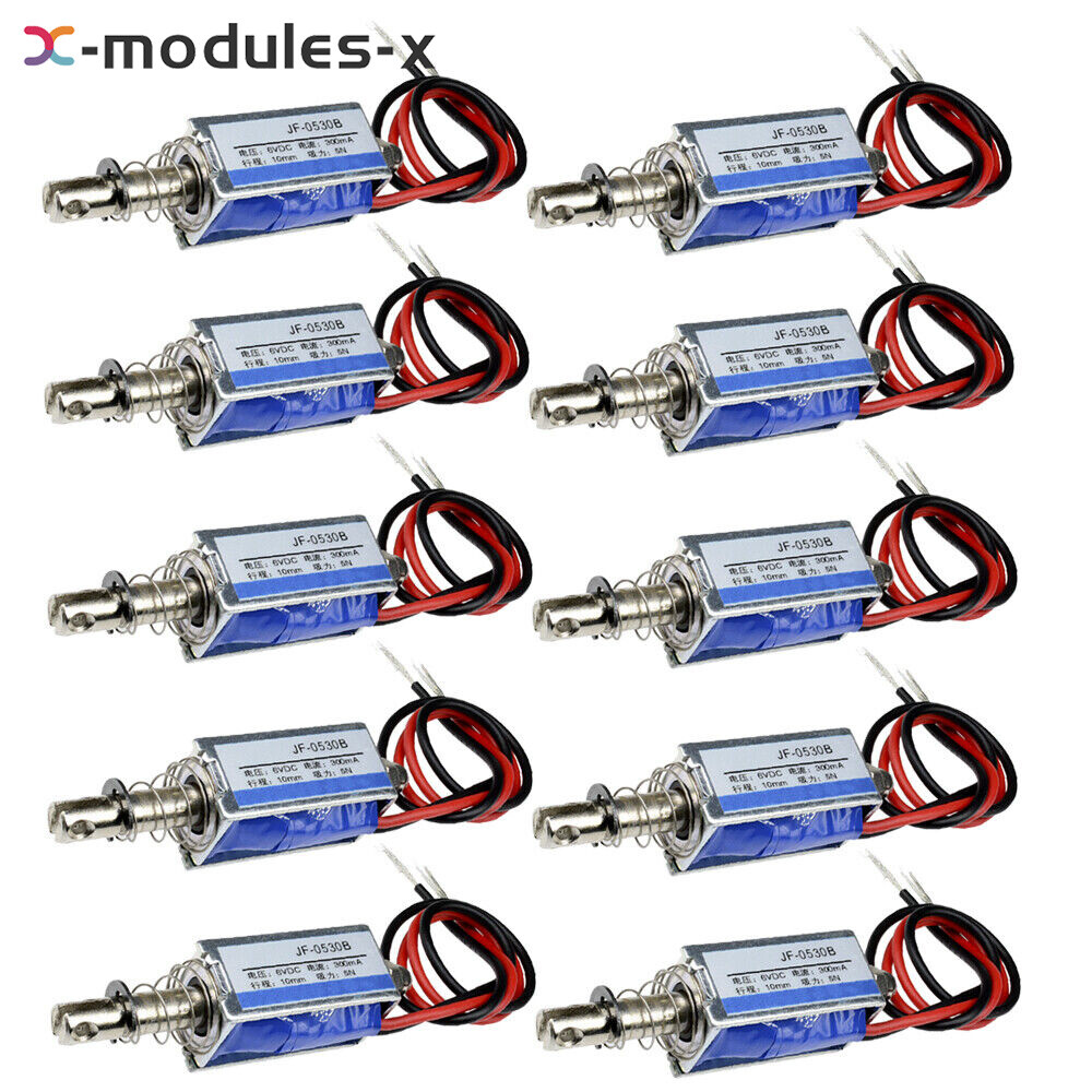 1-10PCS DC 6V 300mA 5N/10mm JF-0530B Pull Push Type DC Solenoid ElectroMagnet