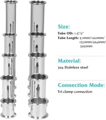Tri Clamp Tube 1.5 Inch Tube OD Sanitary Spool Tube Length 2 Inch Clamp End O…