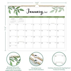 Calendar 2026-2028, 2 Years Wall 14.8” x 11.5”（2026-2027）, Light Green