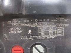GENERAL ELECTRIC TFJ236200 BREAKER 3POLE 200AMP (AS PICTURED) UNMP