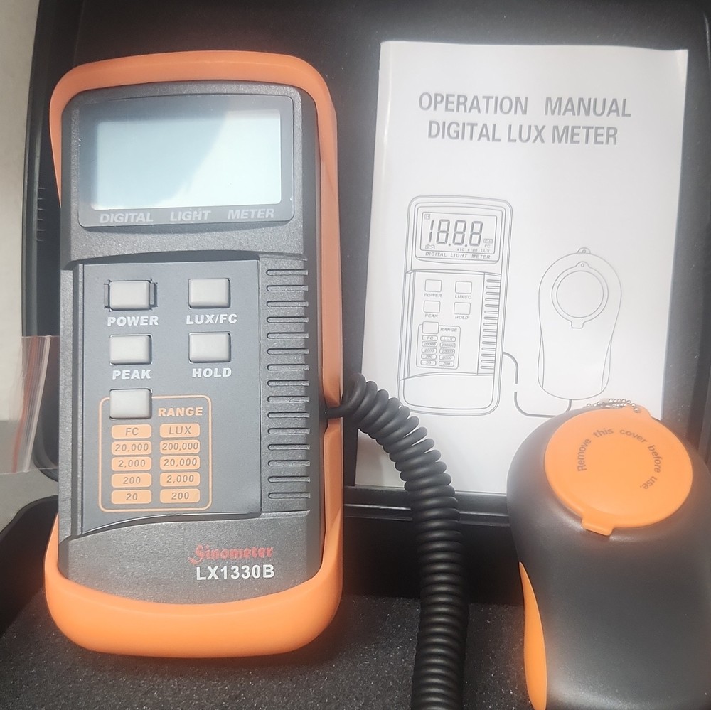 Sinometer LX1330B Digital Lux Light Meter 0-200,000 Lux ±5% Accuracy