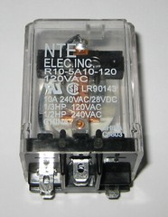 120 VAC – 10 A SPDT See Through NTE Relay – 120V AC Coil – 28VDC 10A 5 Terminal