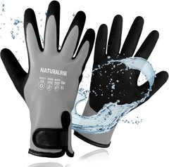 NATURALRISE 100% Waterproof Gloves for Men & Women,Winter Work Medium, Grey
