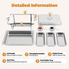 Catering Chafing Dish Food Warmer buffet set 316 Stainless Steel with 3 pan New