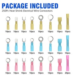 300PCS Insulated Electrical Wire Splice Terminal Spade Crimp Ring Connectors Kit
