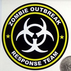 2 – Zombie Outbreak Response Team 3″ Yellow Tool Box Car Bumper Sticker R101