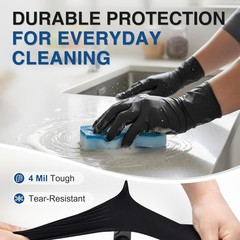 Heavy-Duty Latex-Free Disposable Nitrile Gloves – 100 Count Black Food Safe