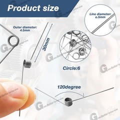 Torsion Spring (pack of 10), 0.4mm Wire diameter, 3mm – 6mm OD, Right spring