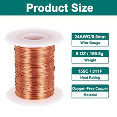 24 AWG Magnet Wire 6 OZ/169.8g Enameled Copper Wire 155C(311F)