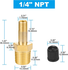 1/4″ Inflation Schrader Valve with Push to Connect for 1/4″ OD Air Line Tubing a