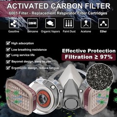 10Pairs 6001cn Organic Vapor Respirator Filter Cartridge For 6800 6200 Gas mask