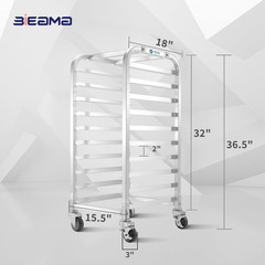 10-Tier Aluminum Bakery Rack with Wheels for 18″x13″ Sheet Pans
