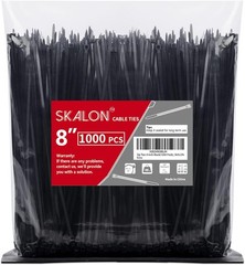 Skalon 1000 Pack 8 Inch Black Zip Ties 40lbs for Indoor Outdoor