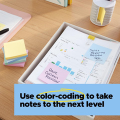 Post-it Super Sticky Notes, 3×3 in, 100% Recycled, Pastel, 5 Pads