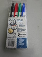 Expo Vis-a-Vis Wet Erase Markers, 4-Color Set SAN-16074, Fine Point
