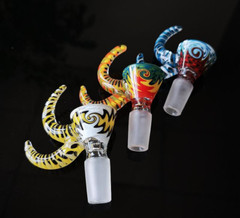 Clear Large 2 Horn Handle Funnel Glass Slide Bowl 14mm Tobacco Hookah Bong