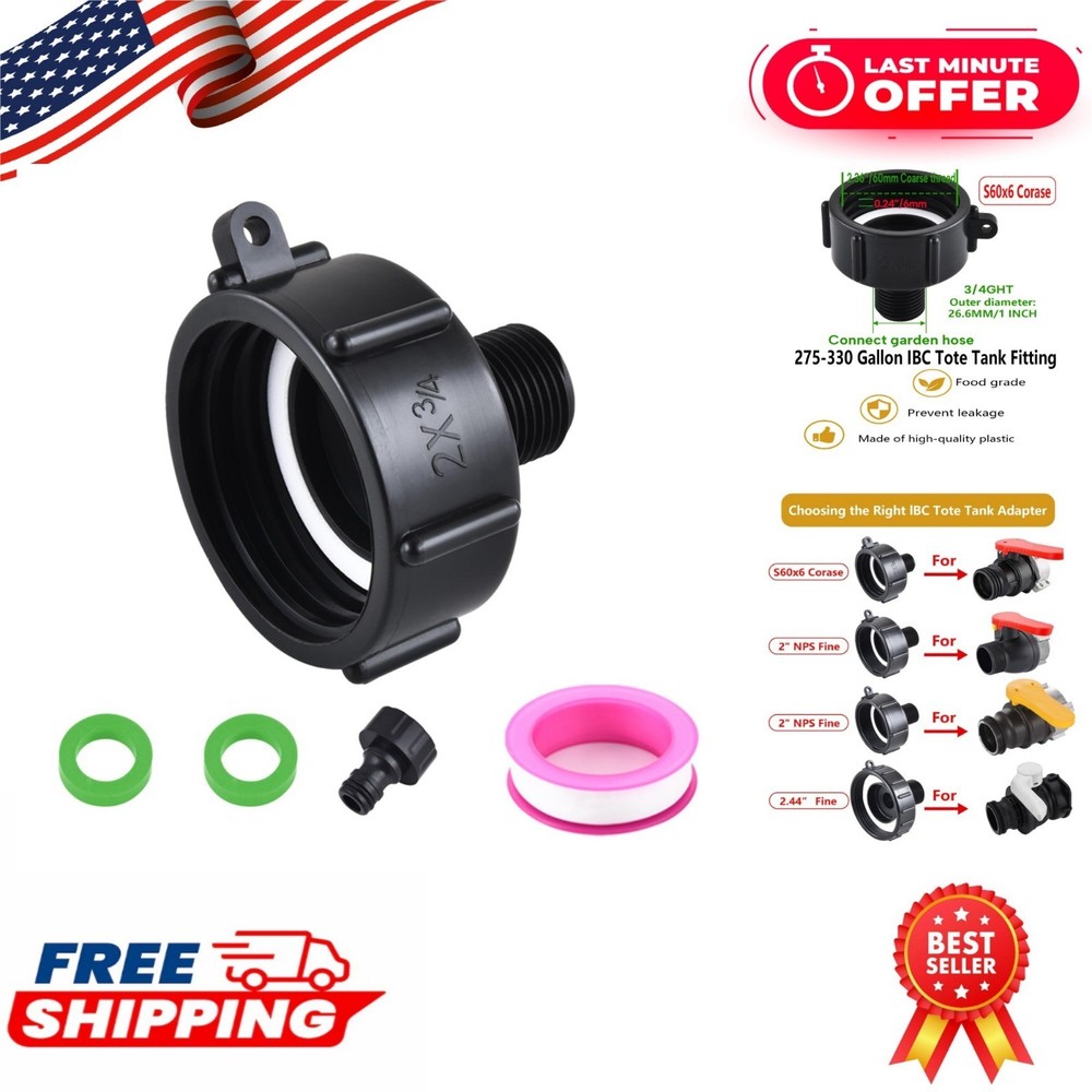 Ceaeso 275-330 IBC Tote Hose Adapter, 2″ Coarse Thread, Black