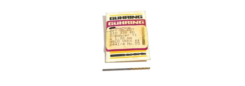 #55 (.052″) Cobalt Jobber Length Drill 130 Degree (Pack of 3) Guhring 65755