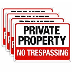 4-Pack No Trespassing Signs Private Property Metal Sign 10 x 7 In Aluminum