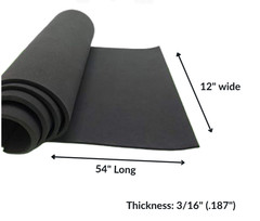 Neoprene Sponge Closed Cell Foam Rubber 3/16″ Thick x 12″ wide x 54″ Long, Black
