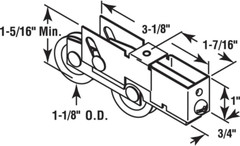 D 1791 1-1/8 In, Steel Ball Bearing, Tandem Roller Assembly, Golden
