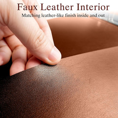 Large 2 Inch D-Ring 3 Ring Binder, Faux Leather, Coffee | Faux leather inside an