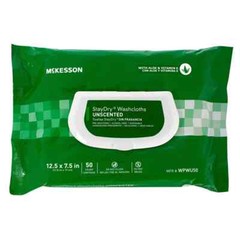 New StayDry Unscented Disposable Washcloths, Soft Pack, Aloe Vitamin E, 50/Pk