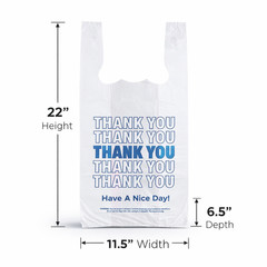 1/6 Large 0.51 Mil Thank You Bags 22×6.5×11.5 White Grocery Shopping Bulk