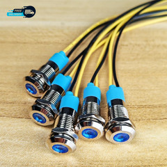 5Pcs 8Mm LED Metal Indicator Light 110V-220VAC Waterproof Signal Lamp (Blue)