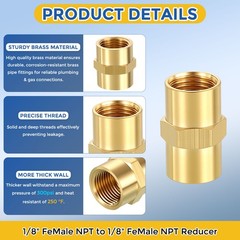 8 Pack Brass Pipe to 1/8″ FeMale NPT Fittings, 1/8″ FeMale NPT Reducer