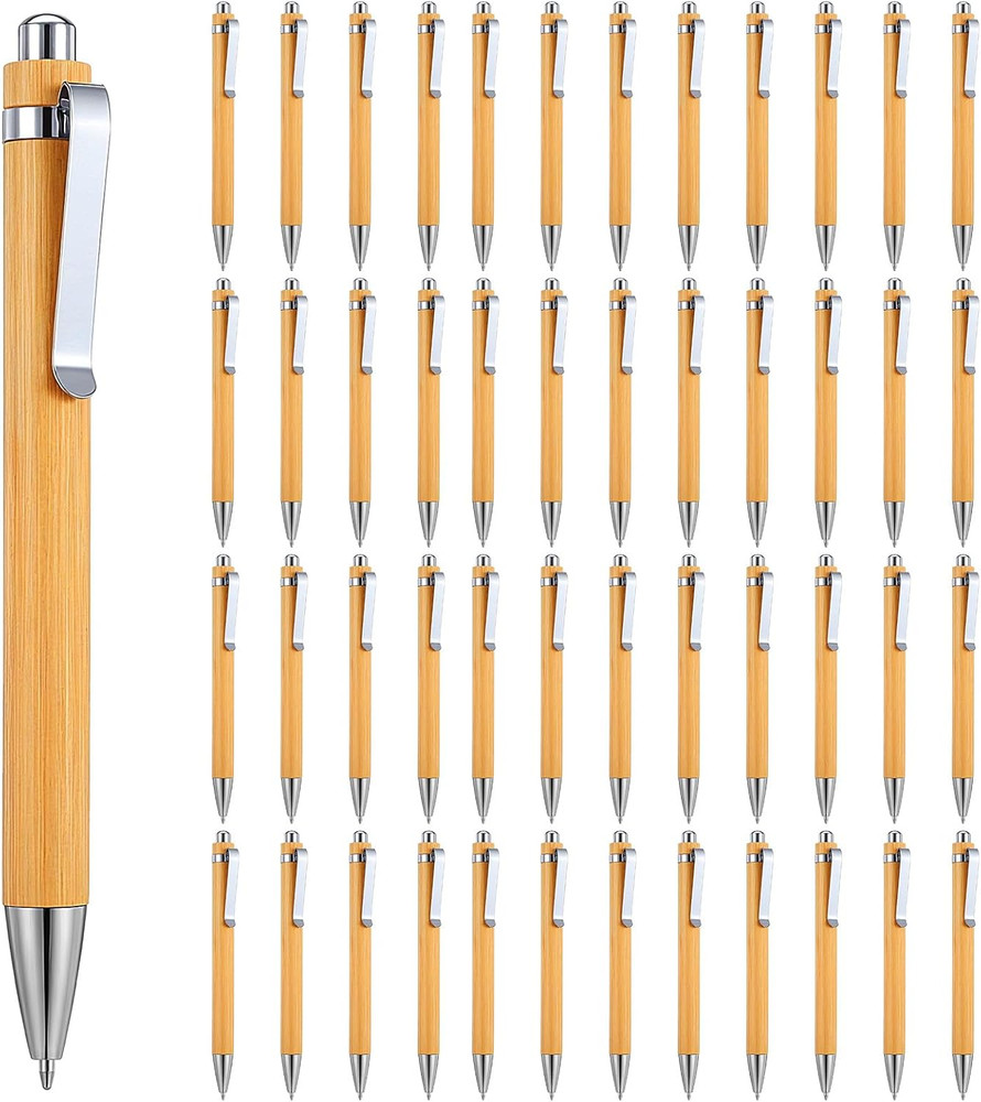 50Pcs Bamboo Pens Bulk Wooden Pens Engraving Wooden Ballpoint Wood Natural…