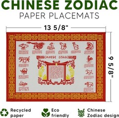 Chinese Zodiac Animal Personality Paper Placemats, 10×14, Pack of 50
