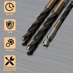 Hex Shank Cobalt Metric Drill Bit Set 15 PCS (1.5mm-8mm), Quick Change 13PCS