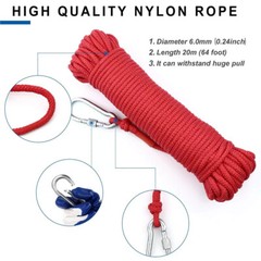2000 LBS Strong Fishing Magnet Kit Double-Sided Pull Force and Rope Carabiner US