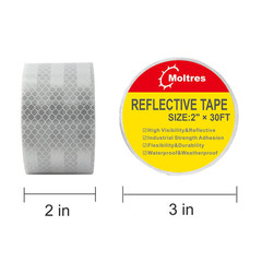 DOT-C2 Reflective Tape,White Silver 2Inch X30 Feet Waterproof Conspicuity Safety