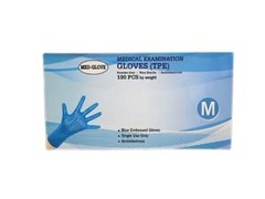 Blue Medical Exam Gloves (TPE) Powder Free / Non Sterile / Ambidextrous
