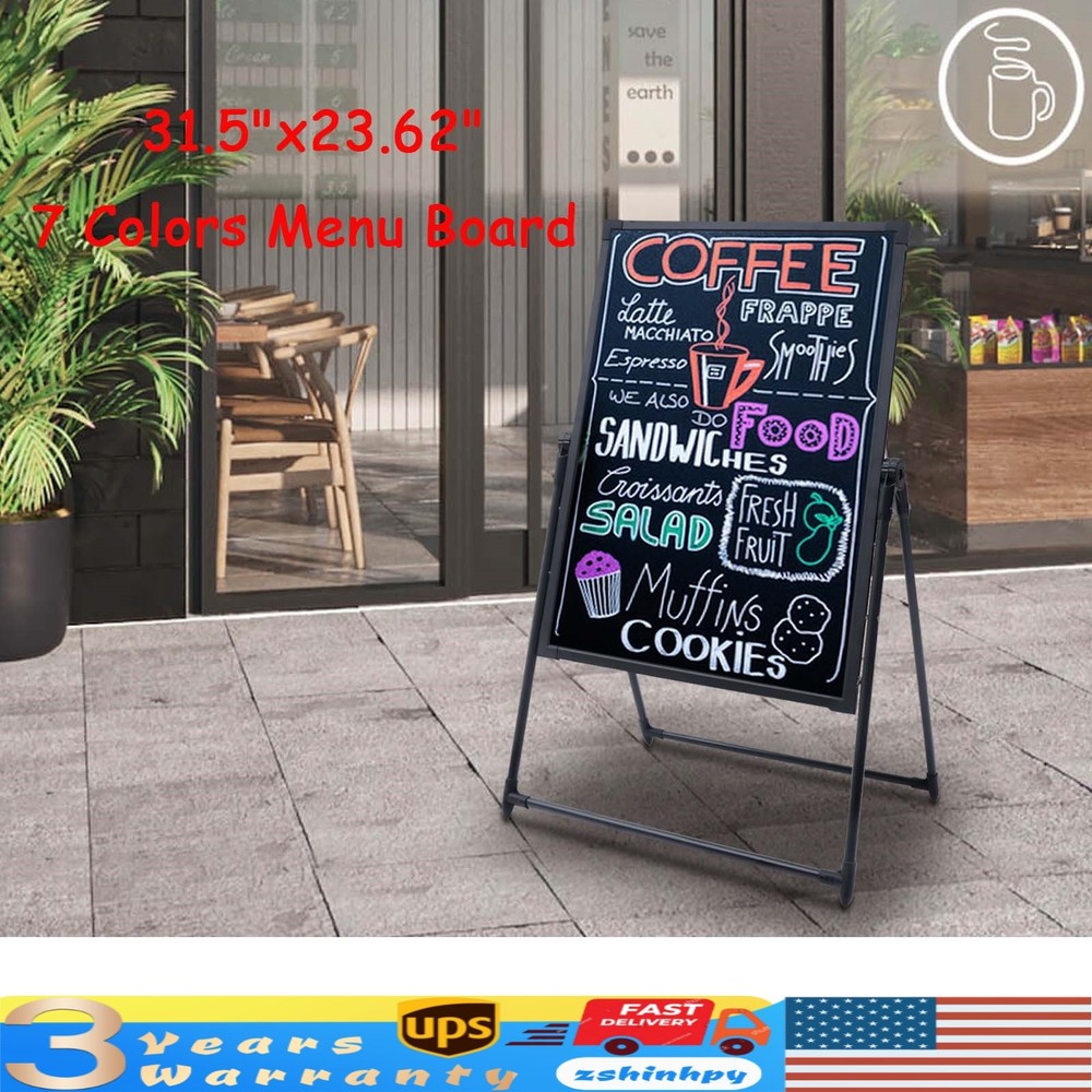LED Message Board Sign Illuminated Neon Erasable Menu Board Adjustable Height