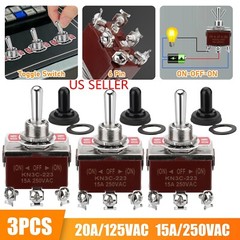 3X 3 Position 6Pin Toggle Switch Heavy Duty 20A 125V/15A 250V DPDT (ON)-OFF-(ON)