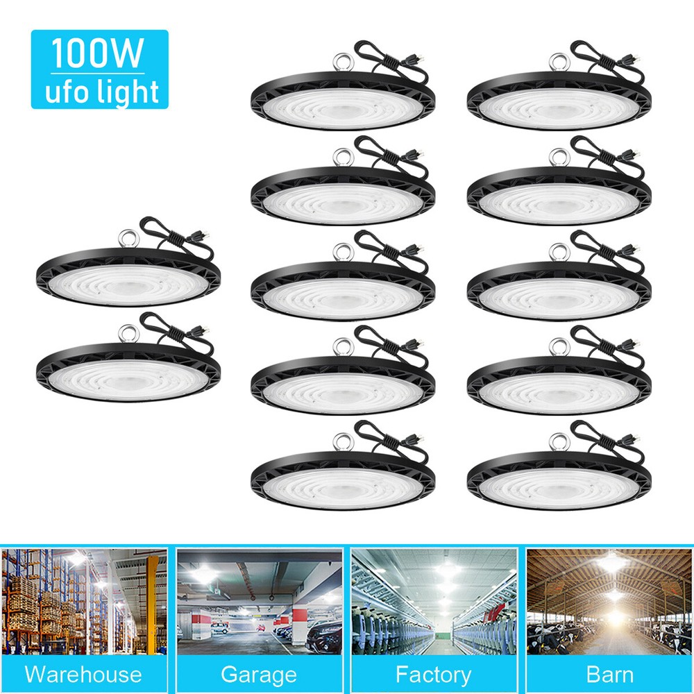 12Pack UFO Led High Bay Light 100W Commercial Industrial Factory Warehouse Light