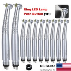 1-10*Dental Shadowless Ring LED High Speed Handpiece 5 Water Spary 4Hole Ceramic