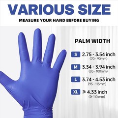 Blue Violet Nitrile Gloves 100 Pcs Medium Powder-Free Disposable for Food