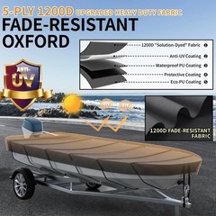 Jon Boat Cover 10-12ft,1200D 5-Layer Waterproof Oxford Fabric,Heavy Duty UV P…