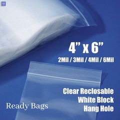 4×6″ Zip Plastic Reclosable Bags 2Mil 3Mil 4Mil 6Mil Top Lock Jewelry Baggies