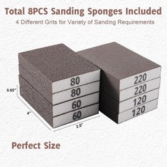 8PCS Sanding Sponge, Blocks of 60/80/120/220 Assorted Grits,…