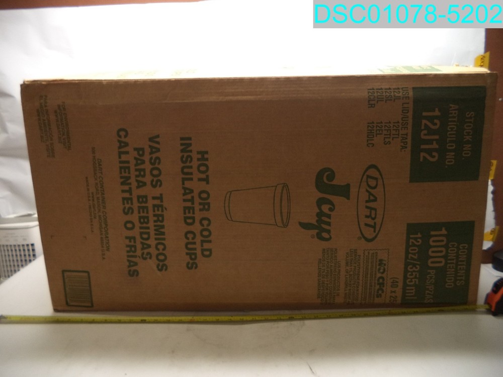 QTY=1000: DART 12J12 12 oz Foam Cup 041594542958