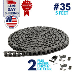 #35 Roller Chain 5 Feet with 2 Master and 1 Offset Links for GO KART, Mini Bike