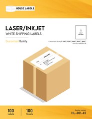 Full Sheet Shipping Labels Self Adhesive Blank 1-UP 8.5″ x 11″ White 200 Sheets