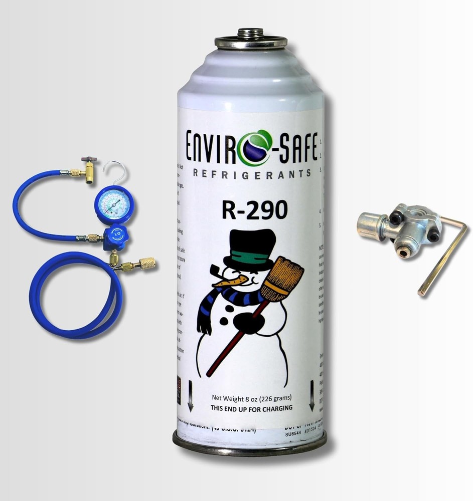 ENVIRO-SAFE R290 Refrigerant in an 8oz. Piercing Style Container for Recharge