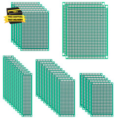 32 Pcs PCB Board, Green Circuit Board with 5 Sizes Compatible, Double Sided PCB